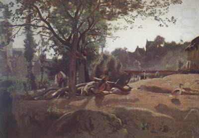 Jean Baptiste Camille  Corot Paysans sous les arbres au soleil levant (mk11) china oil painting image